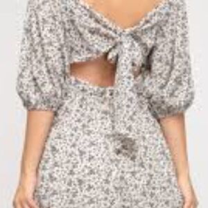 Elegant Floral Bow-Back Mini Dress